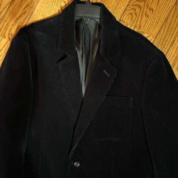 Eddie Bauer Men Size 46  Black  Corduroy Sport Coat  2  Button Front  Preppy - Picture 1 of 16